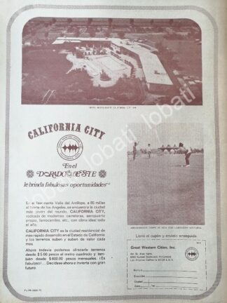 CARTEL ANTIGUO ORIGINAL DE GREAT WESTERN CITIES, MOTEL CALIFORNIA CITI INN 1970 /540