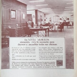 CARTEL ANTIGUO ORIGINAL DE MUEBLES PARA OFICINA LOPEZ MORTON 1960s / 536