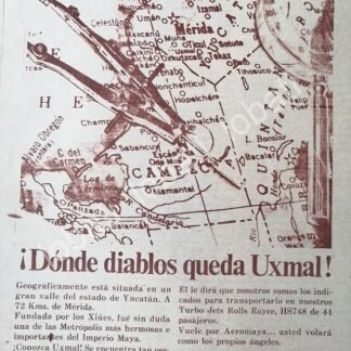 CARTEL ANTIGUO ORIGINAL DE AEROLINEAS AEROMAYA 1960s / 534 MUY RARO