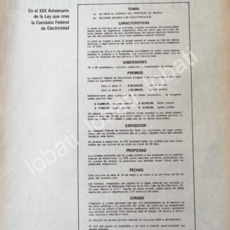 CARTEL ANTIGUO ORIGINAL DE C.F.E. & 2DO CONCURSO NACIONAL DE CARTELES 1967 / SUPER RARO 10+