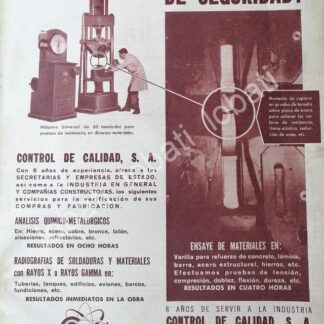 CARTEL ANTIGUO ORIGINAL DE EMPRESA CONTROL DE CALIDAD S.A 1965 /520 MUY RARO