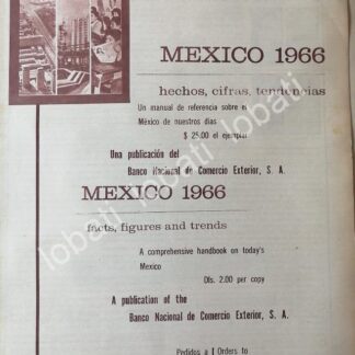 CARTEL ANTIGUO ORIGINAL DE EL BANCO NAC. DE COMERCIO EXTERIOR PRESENTA LIBRO " MEXICO 1966" /508