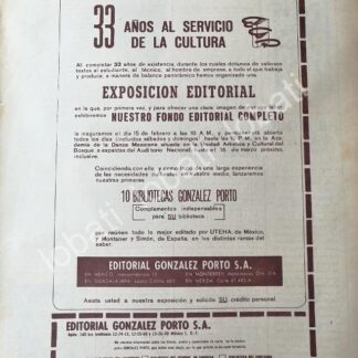 CARTEL ANTIGUO ORIGINAL DE EDITORIAL GONZALEZ PORTO 1970s /507 MUY RARO