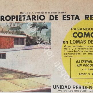 CARTEL ANTIGUO ORIGINAL DE INICIOS DE LA COLONIA LOMAS DE TECAMACHALCO 1969 /503