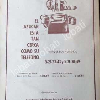 CARTEL ANTIGUO ORIGINAL DE UNION NACIONAL DE PRODUCTORES DE AZUCAR 1960s /502