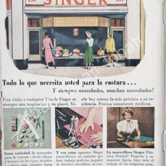 CARTEL ANTIGUO ORIGINAL DE MINI CARTEL. MAQUINAS DE COSER SINGER 1950s /238