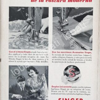 CARTEL ANTIGUO ORIGINAL DE MINI CARTEL. MAQUINAS DE COSER SINGER 1950s /237