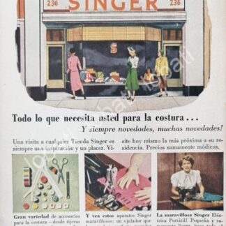 CARTEL ANTIGUO ORIGINAL DE MINI CARTEL. MAQUINAS DE COSER SINGER 1940s 50s /227