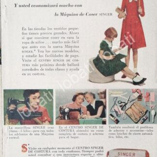 CARTEL ANTIGUO ORIGINAL DE MINI CARTEL. MAQUINAS DE COSER SINGER 1940s 50s /223