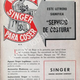 CARTEL ANTIGUO ORIGINAL DE MINI CARTEL. MAQUINAS DE COSER SINGER 1940s 50s /220