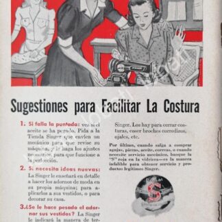 CARTEL ANTIGUO ORIGINAL DE MINI CARTEL. MAQUINAS DE COSER SINGER 1940s 50s /219