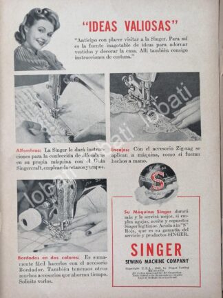 CARTEL ANTIGUO ORIGINAL DE MINI CARTEL. MAQUINAS DE COSER SINGER 1940s /218
