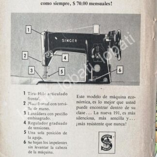 CARTEL ANTIGUO ORIGINAL DE MINI CARTEL. MAQUINAS DE COSER SINGER 1940s /217