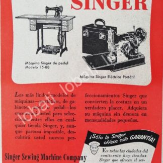 CARTEL ANTIGUO ORIGINAL DE MINI CARTEL. MAQUINAS DE COSER SINGER 1940s /216