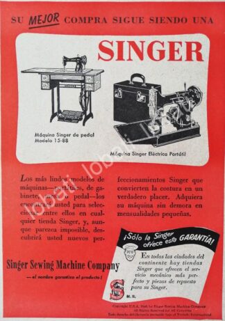 CARTEL ANTIGUO ORIGINAL DE MINI CARTEL. MAQUINAS DE COSER SINGER 1940s /216