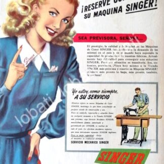 CARTEL ANTIGUO ORIGINAL DE DE MAQUINAS DE COSER SINGER 1946 /244