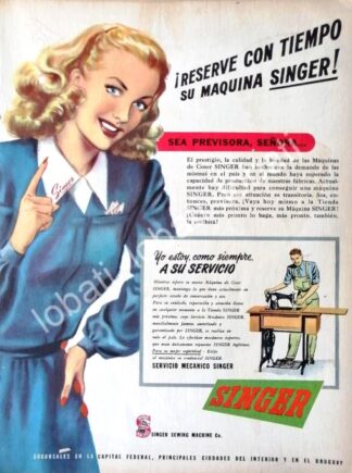 CARTEL ANTIGUO ORIGINAL DE DE MAQUINAS DE COSER SINGER 1946 /244
