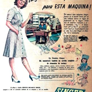 CARTEL ANTIGUO ORIGINAL DE PUBLICIDAD ANTIGUA DE MAQUINAS DE COSER SINGER 1946 /242