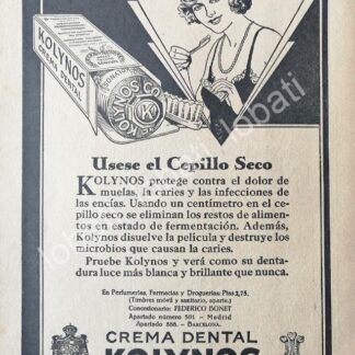 CARTEL ANTIGUO ORIGINAL DE CREMA DENTAL KOLYNOS 1930s /No55