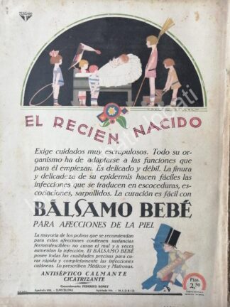 CARTEL ANTIGUO ORIGINAL DE CREMA BALSAMO BEBE 1930s /No54