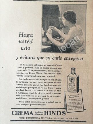 CARTEL ANTIGUO ORIGINAL DE CREMA HINDS 1930 /No45