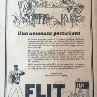 CARTEL ANTIGUO ORIGINAL DE INSECTICIDA FLITT 1929 /No44