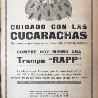 CARTEL ANTIGUO ORIGINAL DE TRAMPA PARA CUCARACHAS RAPP 1930 /37