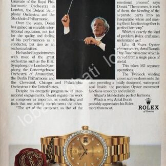 CARTEL ANTIGUO ORIGINAL DE EL DIRECTOR DE ORQUESTA ANTAL DORATI & RELOJES ROLEX 1980s /90 FEP