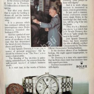 CARTEL ANTIGUO ORIGINAL DE JOSE IGNACIO DOMECQ Y RELOJES ROLEX 1980s / 86 /FEP