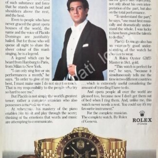 CARTEL ANTIGUO ORIGINAL DE PLACIDO DOMINGO Y RELOJES ROLEX 1980s / 84 /FEP
