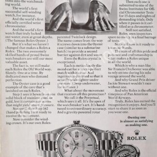 CARTEL ANTIGUO ORIGINAL DE RELOJES ROLEX OYSTER PERPETUAL 1980s / 81