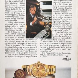 CARTEL ANTIGUO ORIGINAL DE FRANCO ZEFIRELLI Y RELOJES ROLEX OYSTER PERPETUAL 1980s / 78/ FEP
