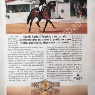 CARTEL ANTIGUO ORIGINAL DE NICOLE HUPHOFF Y RELOJES ROLEX 1980s / 71 /FEP