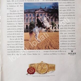 CARTEL ANTIGUO ORIGINAL DE LA ESCUELA ANDALUZA DEL ARTE ECUESTRE Y RELOJES ROLEX 1990s / 68