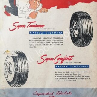 CARTEL ANTIGUO ORIGINAL DE LLANTAS GOODRICH EUZKADI SUPER TURISMO 1949 /148