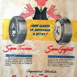 CARTEL ANTIGUO ORIGINAL DE LLANTAS GOODRICH EUZKADI 1949 /146