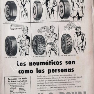 CARTEL ANTIGUO ORIGINAL DE LLANTAS U.S. ROYAL 1952 /136