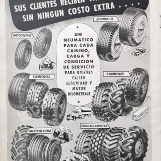 CARTEL ANTIGUO ORIGINAL DE PUBLICIDAD RETRO DE LLANTAS FIRESTONE 1949 /132