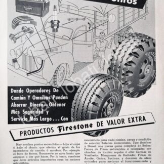 CARTEL ANTIGUO ORIGINAL DE LLANTAS FIRESTONE 1951 /128