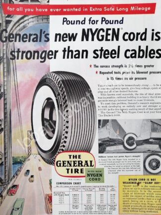 CARTEL ANTIGUO ORIGINAL DE LLANTAS GENERAL TIRE 1964 /127 2