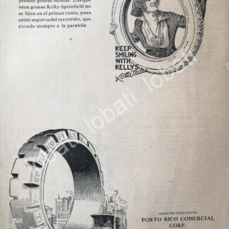 CARTEL ANTIGUO ORIGINAL DE LLANTAS KELLY SPRINGFIELD 1917 /119 SUPER RARO 10+