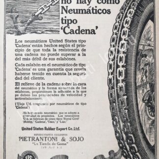 CARTEL ANTIGUO ORIGINAL DE LLANTAS U.S. RUBBER 1917 /117 SUPER RARO 10++