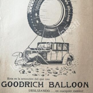 CARTEL ANTIGUO ORIGINAL DE LLANTAS GOODRICH BALOON 1926 /117 MUY RARO