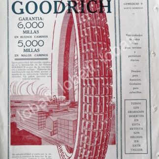 CARTEL ANTIGUO ORIGINAL DE DE LLANTAS GOODRICH 1920 /112 / MUY RARO