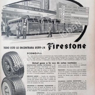 CARTEL ANTIGUO ORIGINAL DE DE LLANTAS FIRESTONE 1950s /109
