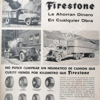 CARTEL ANTIGUO ORIGINAL DE CATEL VINTAGE DE LLANTAS FIRESTONE 1950s /108
