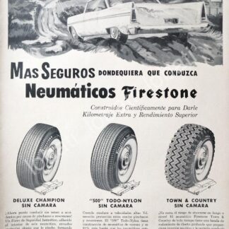 CARTEL ANTIGUO ORIGINAL DE CATEL VINTAGE DE LLANTAS FIRESTONE 1960s /107