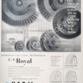 CARTEL ANTIGUO ORIGINAL DE LLANTAS U.S. RUBBER ROYAL 1960s /105