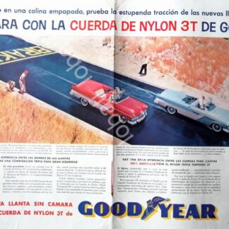 CARTEL ANTIGUO ORIGINAL DE LLANTAS GOODYEAR SIN CAMARA 3T 1956 /100