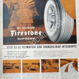 CARTEL ANTIGUO ORIGINAL DE LLANTAS FIRESTONE DE LUXE SUPREME 1956 /N98 RARO